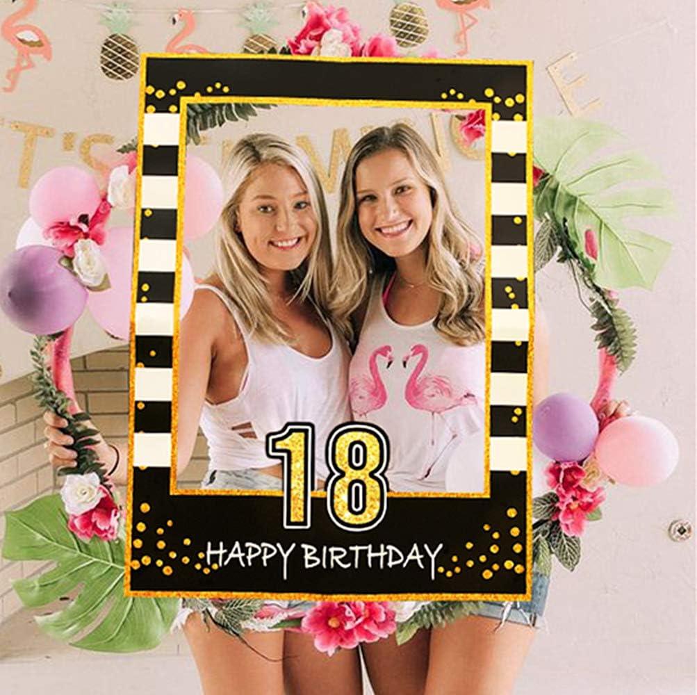 LaVenty Black Gold 18th Birthday Party Photo Booth Props 18th Birthday Photo Frame Birthday Photo Frame