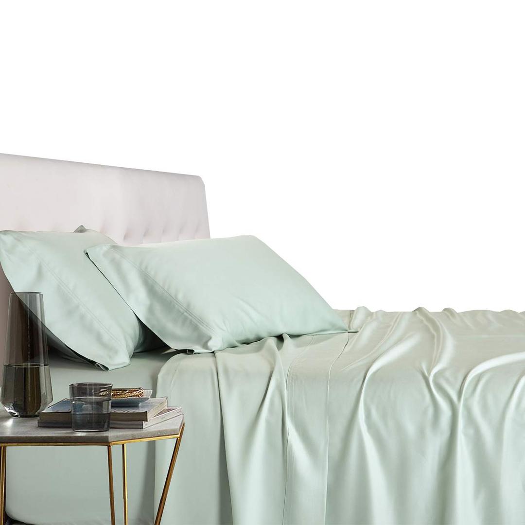 Royal Tradition Viscose from Bamboo Bed Sheets, Olympic Queen, Solid Sea, Super Soft and Cool 4PC Sheet Set