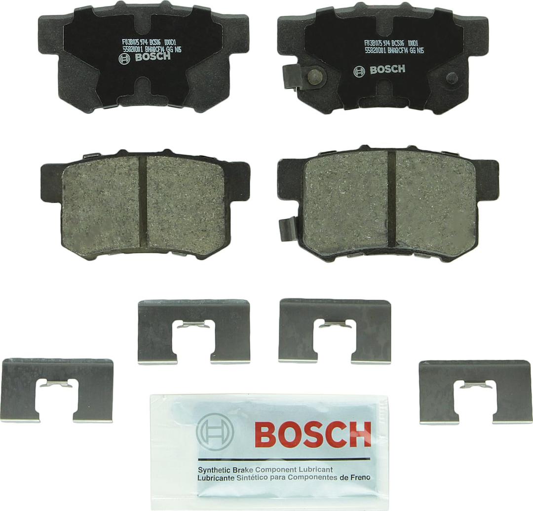 BoschBC536 QuietCast Premium Ceramic Disc Brake Pad Set - Compatible With Select Acura CL, EL, Integra, Legend, RDX, RL, TL; Honda CR-V, Element, Odyssey; Isuzu Oasis; REAR