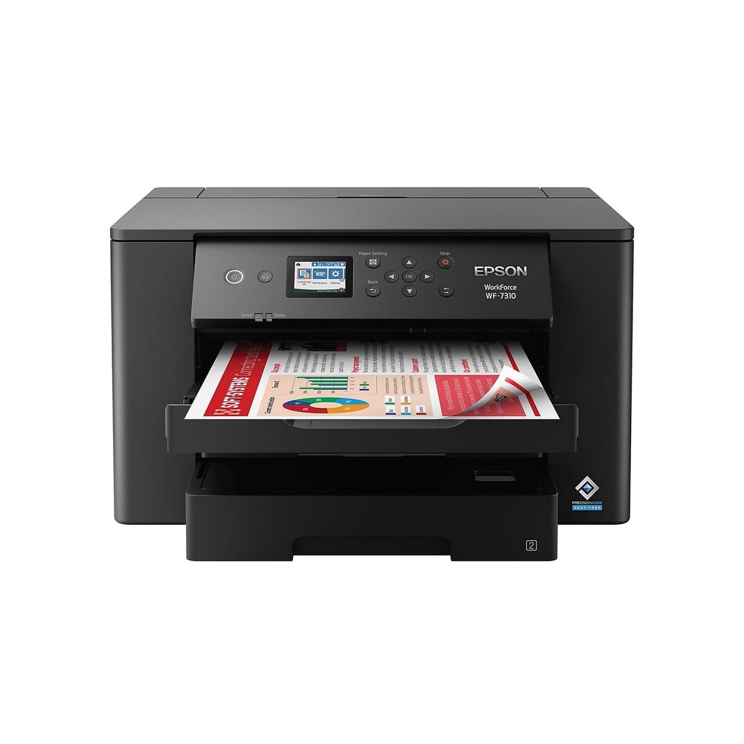 EpsonWorkforce Pro WF-7310 Wireless Wide-Format Printer with Print up to 13" x 19", Auto 2-Sided Printing up to 11" x 17", 500-sheet Capacity, 2.4" Color Display, Smart Panel App, Medium,Black