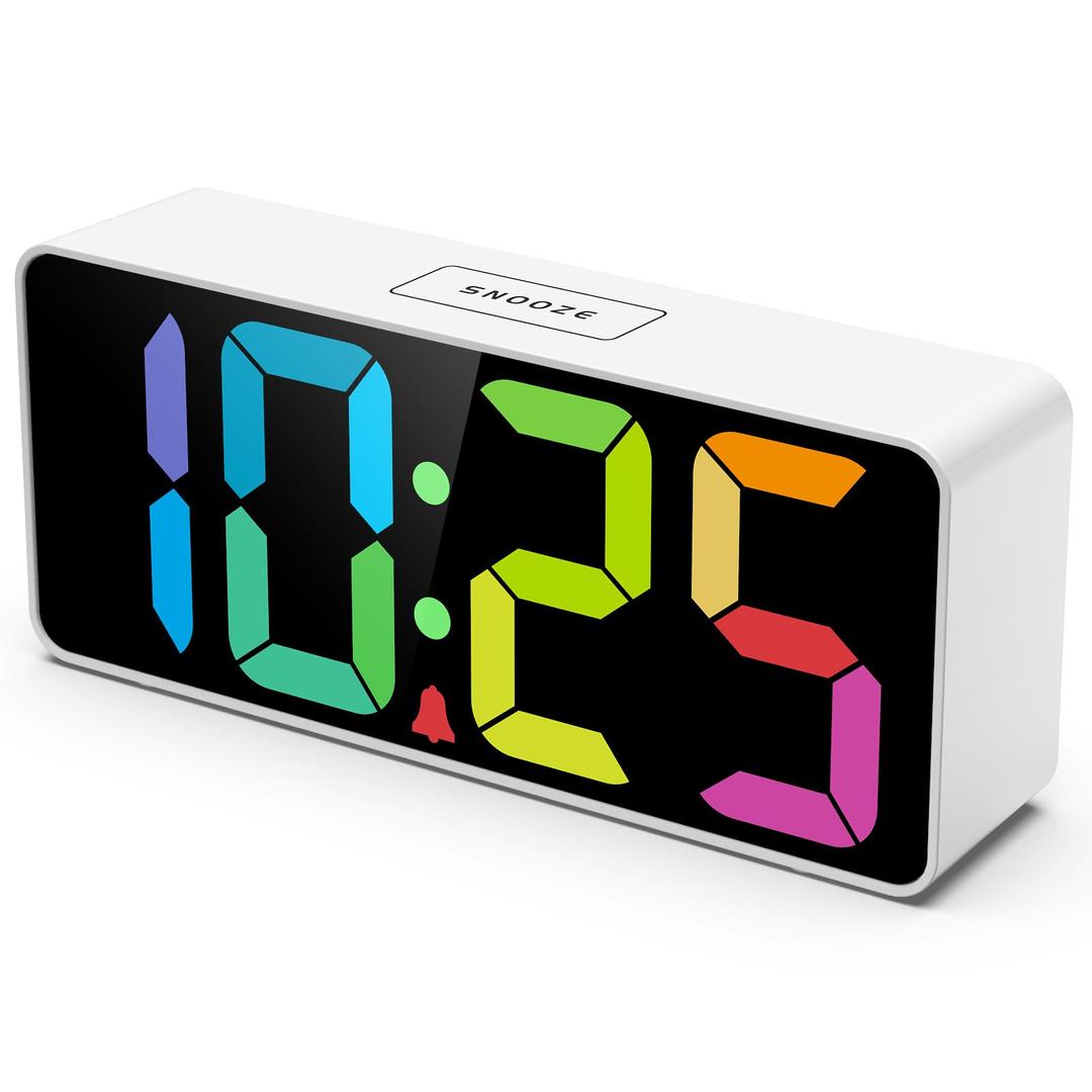 7.5 Inches Large Digital Alarm Clock for Seniors & Kids, 0-100% Dimmable Display, USB Charging Port, Adjustable Volume, Easy Operation, Snooze, Outlet Powered for Bedroom