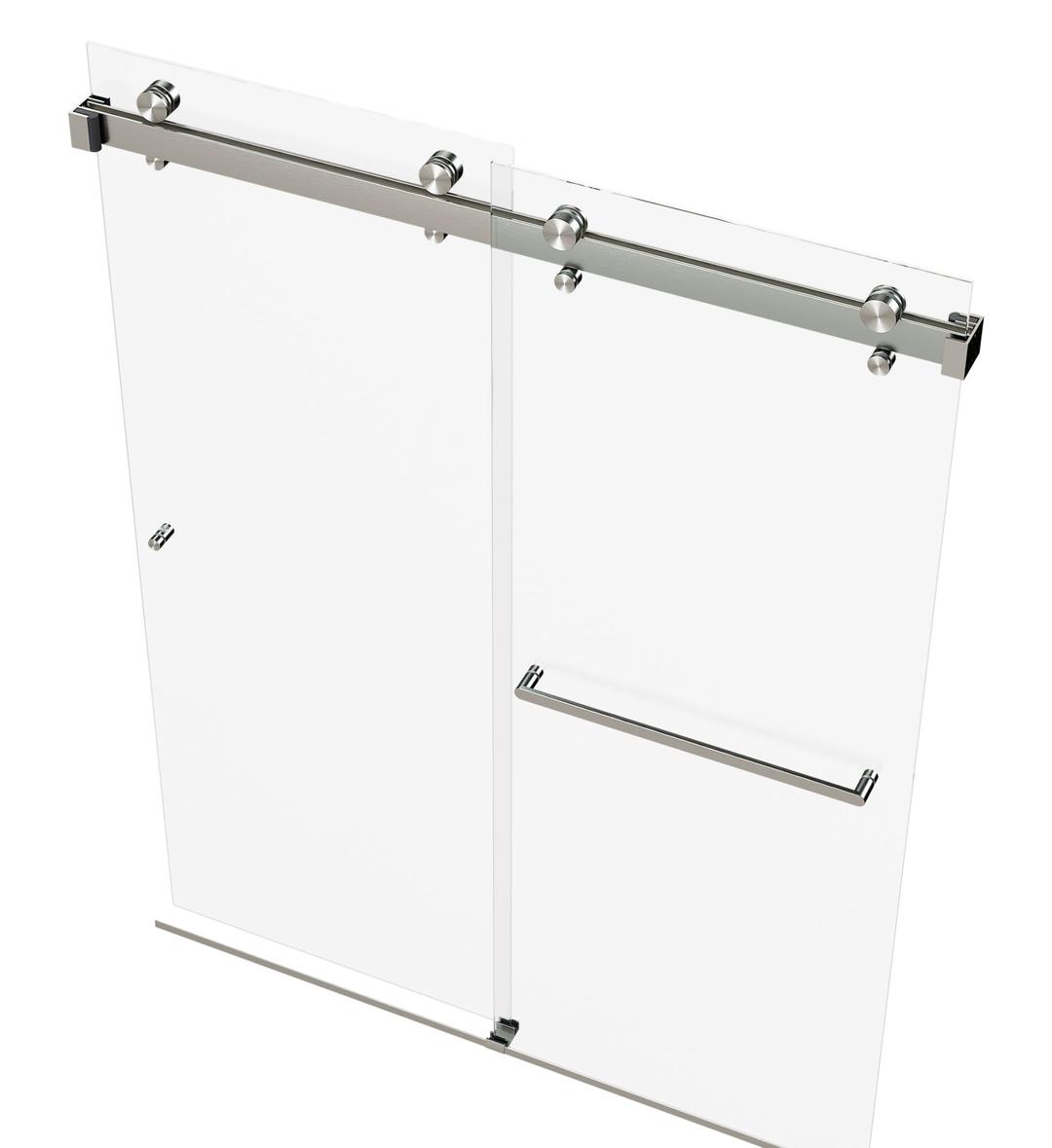 VITRA-200 56.5-60" W x 78" H Twinglide Frameless Shower Door w/ 3/8" Clear Tempered Glass (Brushed Nickel)