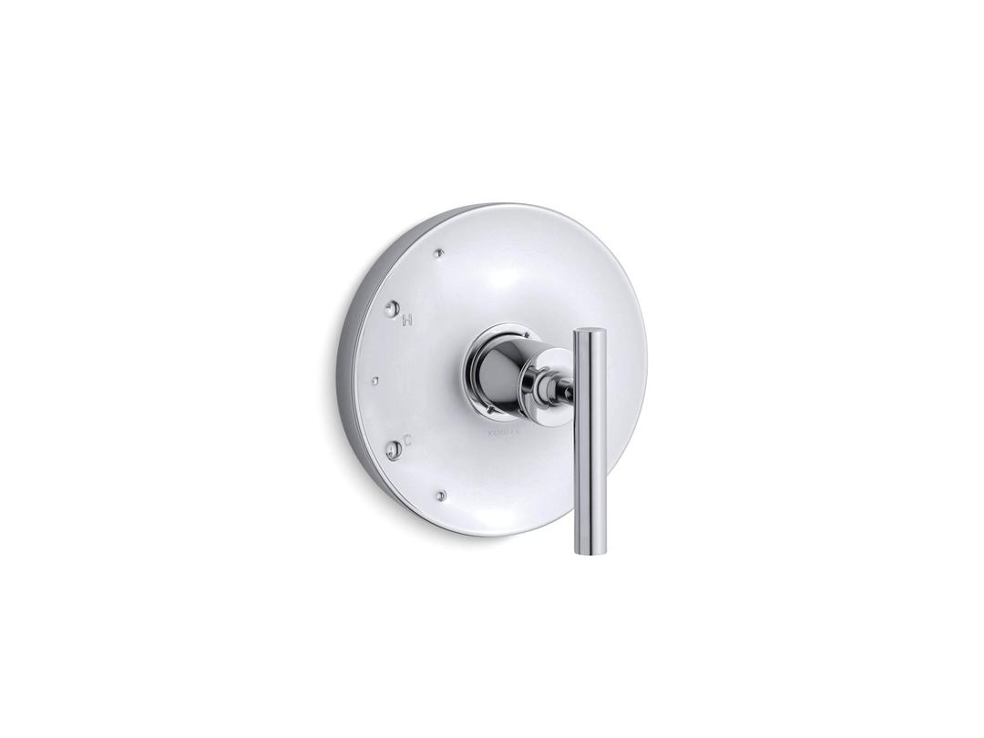 KOHLERPurist® Rite-Temp(R) shower valve trim with lever handle, temperature control, temperature memory, polished chrome, K-TS14423-4-CP