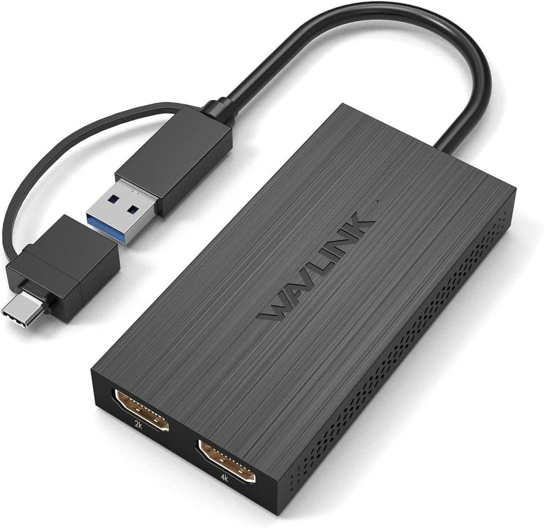 WAVLINKUSB 3.0 or USB C to HDMI Adapter for Dual Monitors, Universal Video Graphics Adapter for Mac and Windows, Thunderbolt 3/4, USB 3.0 or USB-C, 1080p@60Hz