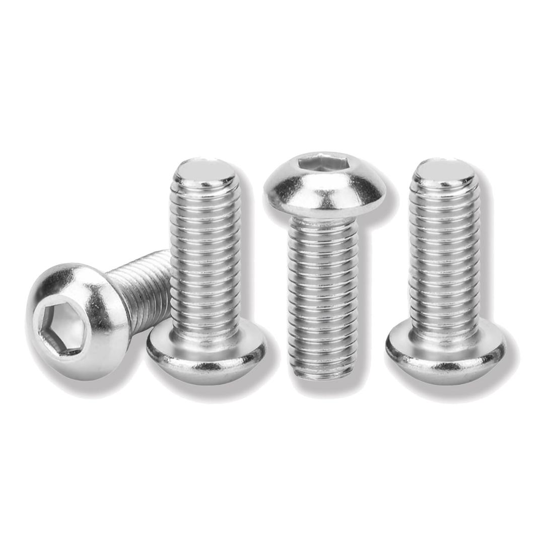 M6-1.0x20mm 30Pcs, Button Head Socket Cap Bolts Screws, 304 Stainless Steel, Professional Set Screw, Clear and Complete Full Thread, Silver Bright Finish Furniture Bolt, Allen Hex Drive