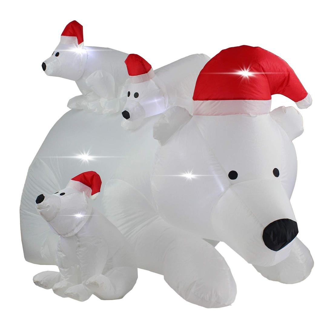 ASTEROUTDOOR 6ft Christmas Inflatable Decorations Polar Bear Family with Santa Hat Blow Up Built-in LED Outdoor Indoor Yard Lighted for Holiday Season, Quick Air Blown, 6 Feet Long