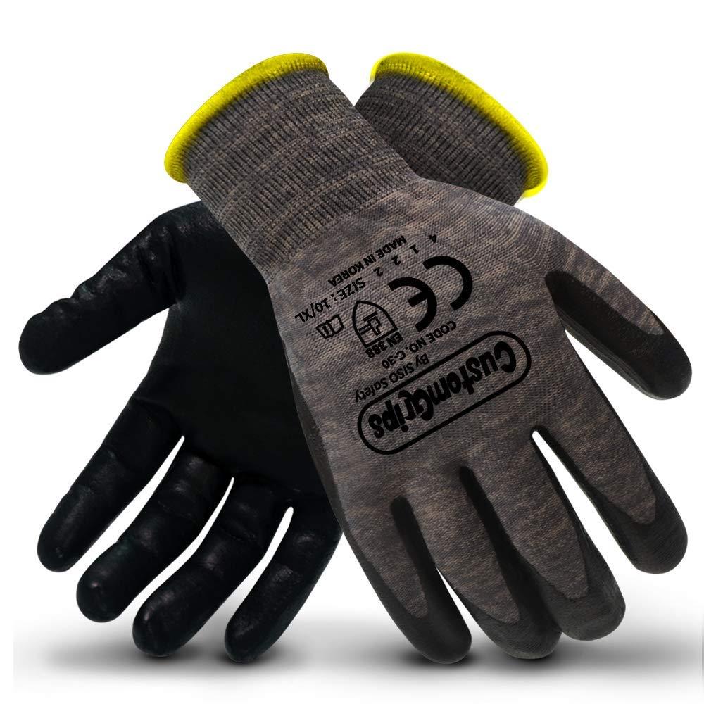 Cut Resistant Work Gloves, Level 4 Resistance, Nitrile Coated, 12P