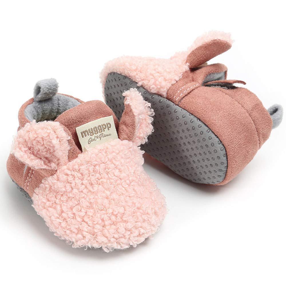 TimategoNewborn Baby Boys Girls Cozy Fleece Booties with Grippers Stay On Slipper Socks Infant Toddler Crib Winter Shoes for Boys Girls