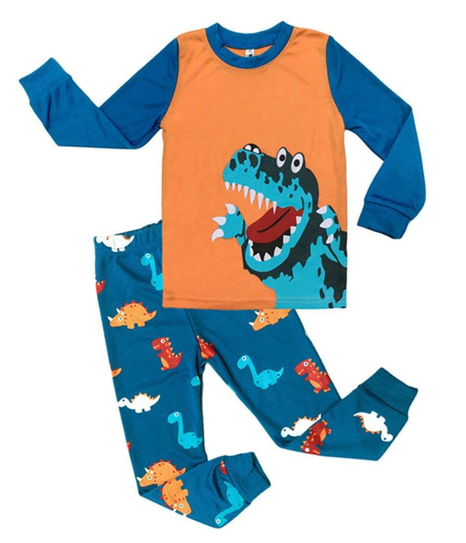 Tkria Kids Boys Pyjamas Set Dinosaur Cotton Nightwear Sleepwear Toddler Long Sleeve Pjs Outfit Age 1 to 7 Years