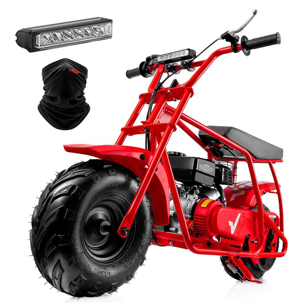 FRP Mini Dirt Bike GMB100, 99 CC Gas Powered Mini Bike 4 Stroke 3HP, Off Road Mini Bikes for Kids and Adult, Trail Bike Up to 24 Mph, Weight Support Up to 185 LBS (RED)