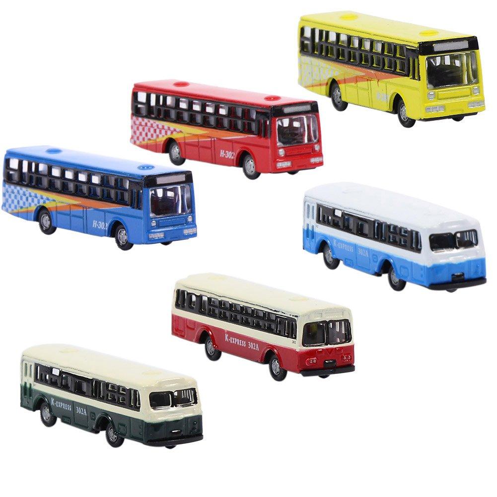 BS150 6pcs Diecast Model Buses Car 1:160 N Scale Streetscape Layout Railway Scenery DIY Train Layout Model Accessories