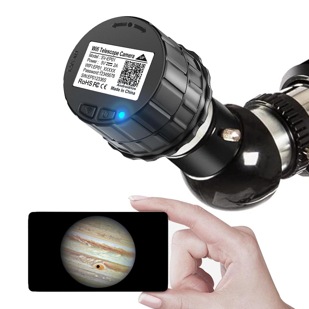 32GB WiFi Telescope Camera: Wireless Electronic Eyepiece, 2K Video Recording & 16MP Photos for 25mm-50mm Scopes, Planetary Camera for Telescope, Suitable for Astrophotography, Bird Watching