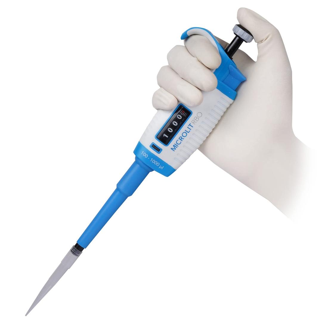 MICROLIT - Single-Channel Pipettes with Adjustable Volume, Accurate and Calibrated Micropipette for 100-1000ul Liquid Capacity, Compatible with 1000ul Pipette Tips