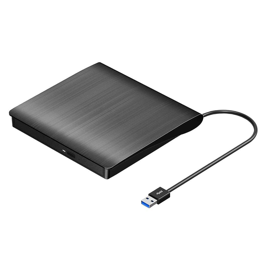 ROOFULL External CD DVD Drive USB 3.0 Portable DVD & CD-ROM +/-RW Player Burner Reader Writer Rewriter Adapter Optical Disc Drive for Laptop PC Windows 11/10/8/7 Mac Linux Desktop Computer