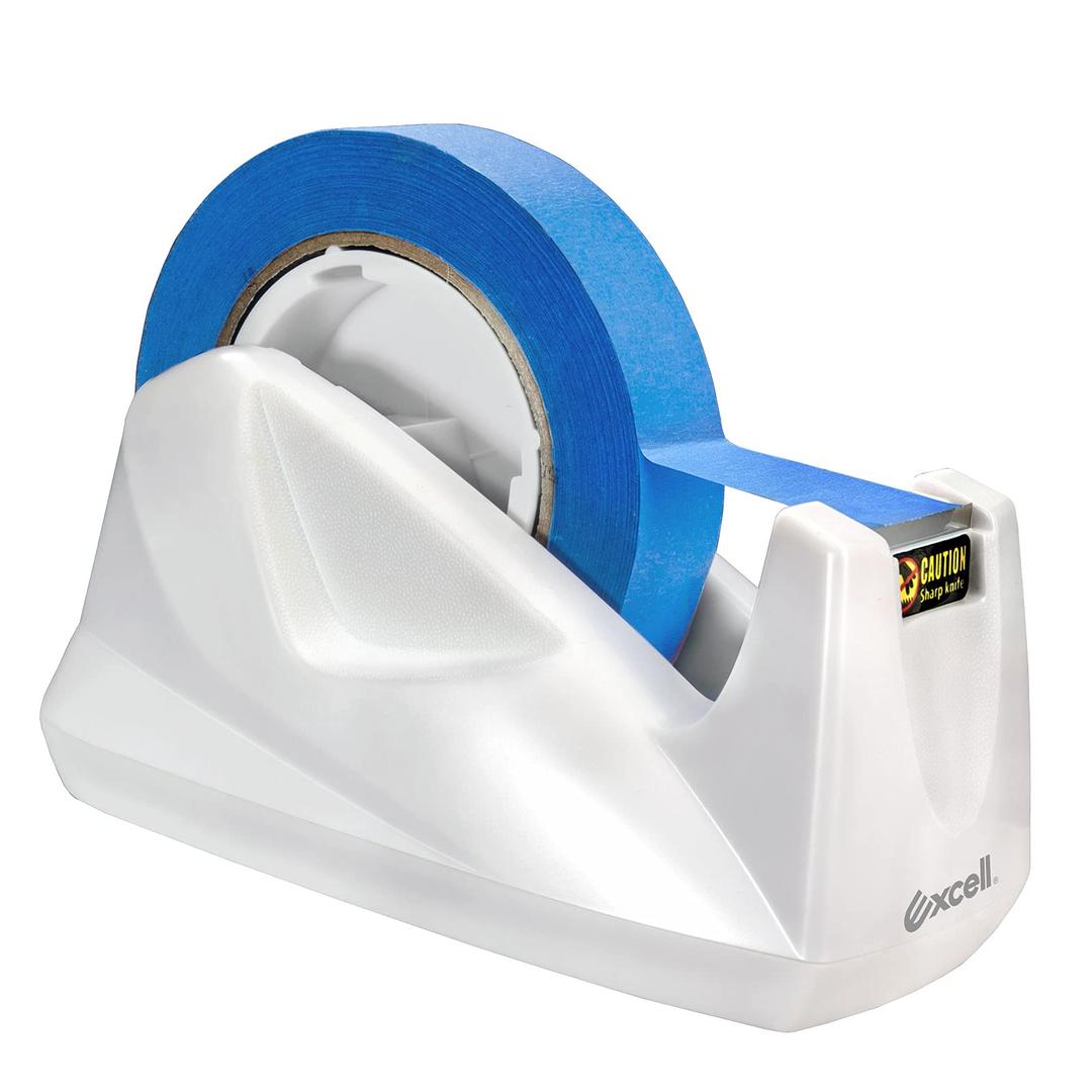 Excell Premium Dualcore Desktop Tape Dispenser (1" + 3" core) with Sand Weighted Base, White Desk Tape Dispensers Use for Office, Gift Store and Wrapping Purpose