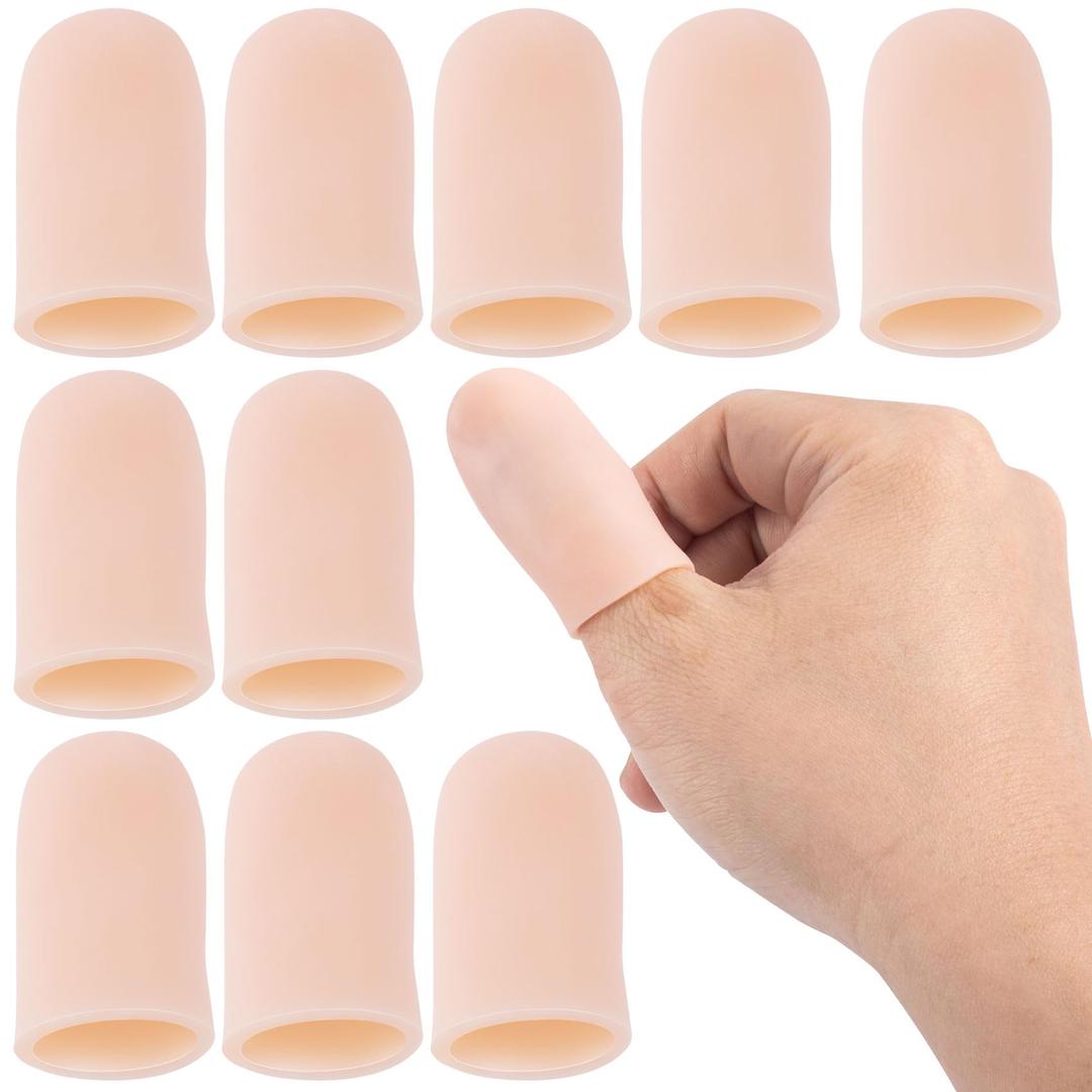 ANCIRS10pcs Gel Finger Support Protector Caps Gloves, Gel Finger Cots/Covers, Silicone Fingertips for Hands Cracking, Eczema Skin, Trigger Finger Arthritis Pain Relief