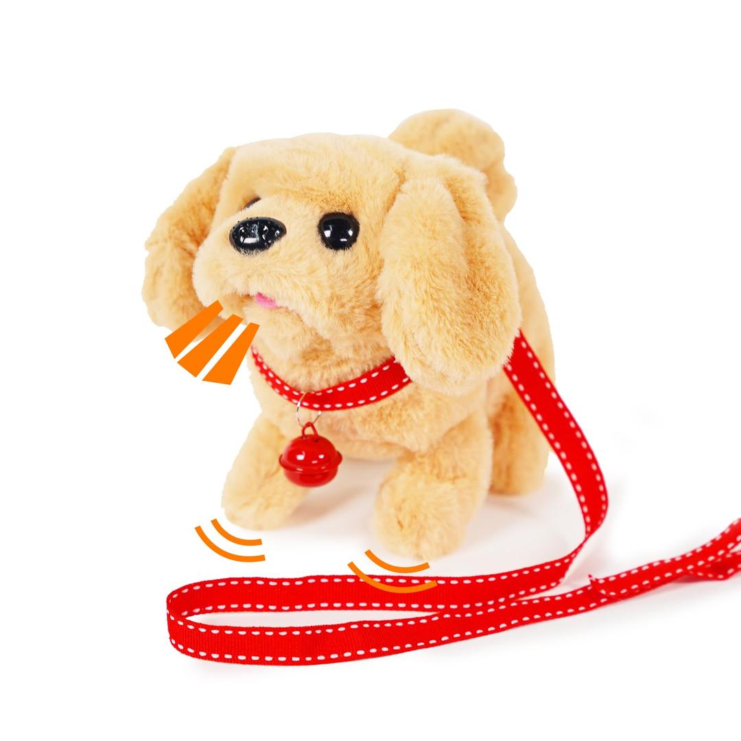 Interactive Plush Puppy Toy Plush Golden Retriever Toy Puppy Electronic Interactive Dog - Walking, Barking, Tail Wagging, Stretching Companion Animal for Kids Toddlers - Golden Dog