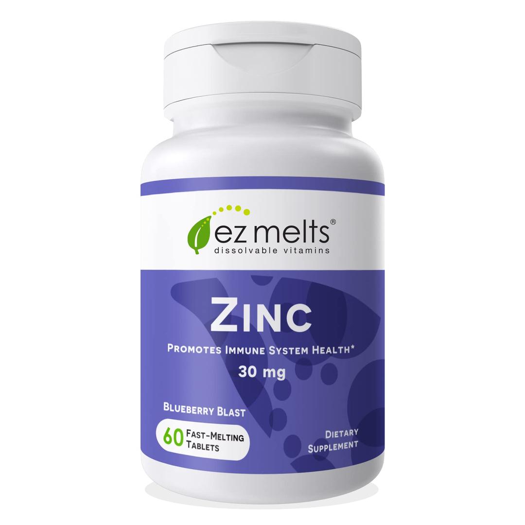 EZ Melts Dissolvable Zinc Supplement 30 mg, Sugar-Free, 2-Month Supply