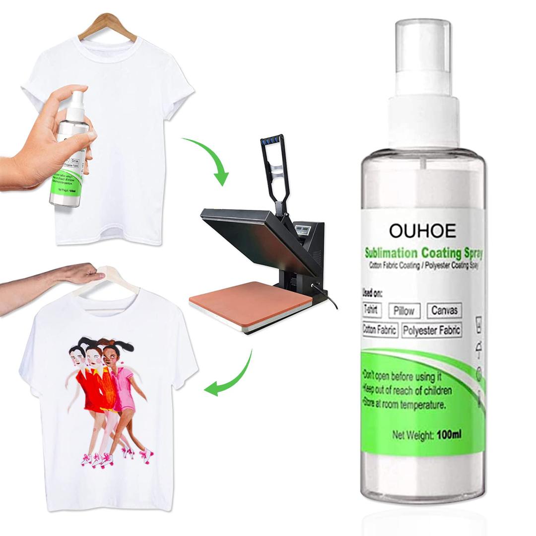 1DFAUL 100ml Sublimation Coating Spray for Cotton T-Shirts & Blends for All Fabric Including Polyester, Carton, Canvas, Tote Bag, Gift Boxes for Logo, with High-Gloss Finish & Quick Dry (1pcs)