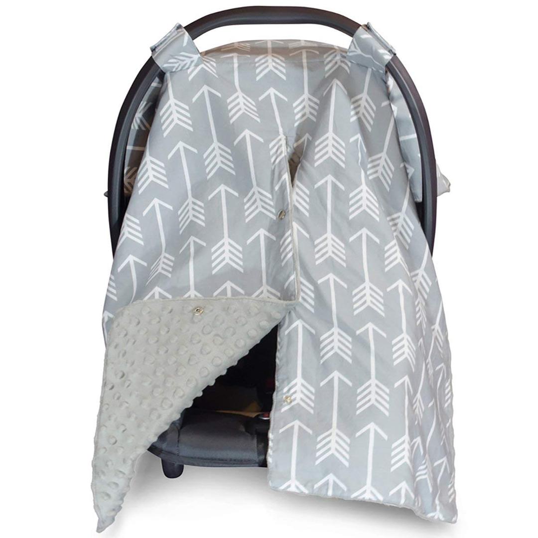 Kids N’ Such Peekaboo Baby Car Seat Cover Car Seat Canopy & Nursing Cover, Arrow/Gray Minky