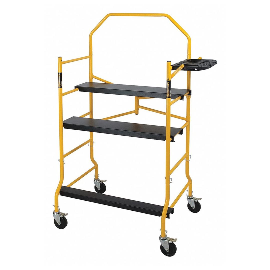 MetalTech Rolling Scaffolding Platform, Adjustable & Foldable Design with 5" Locking Wheels