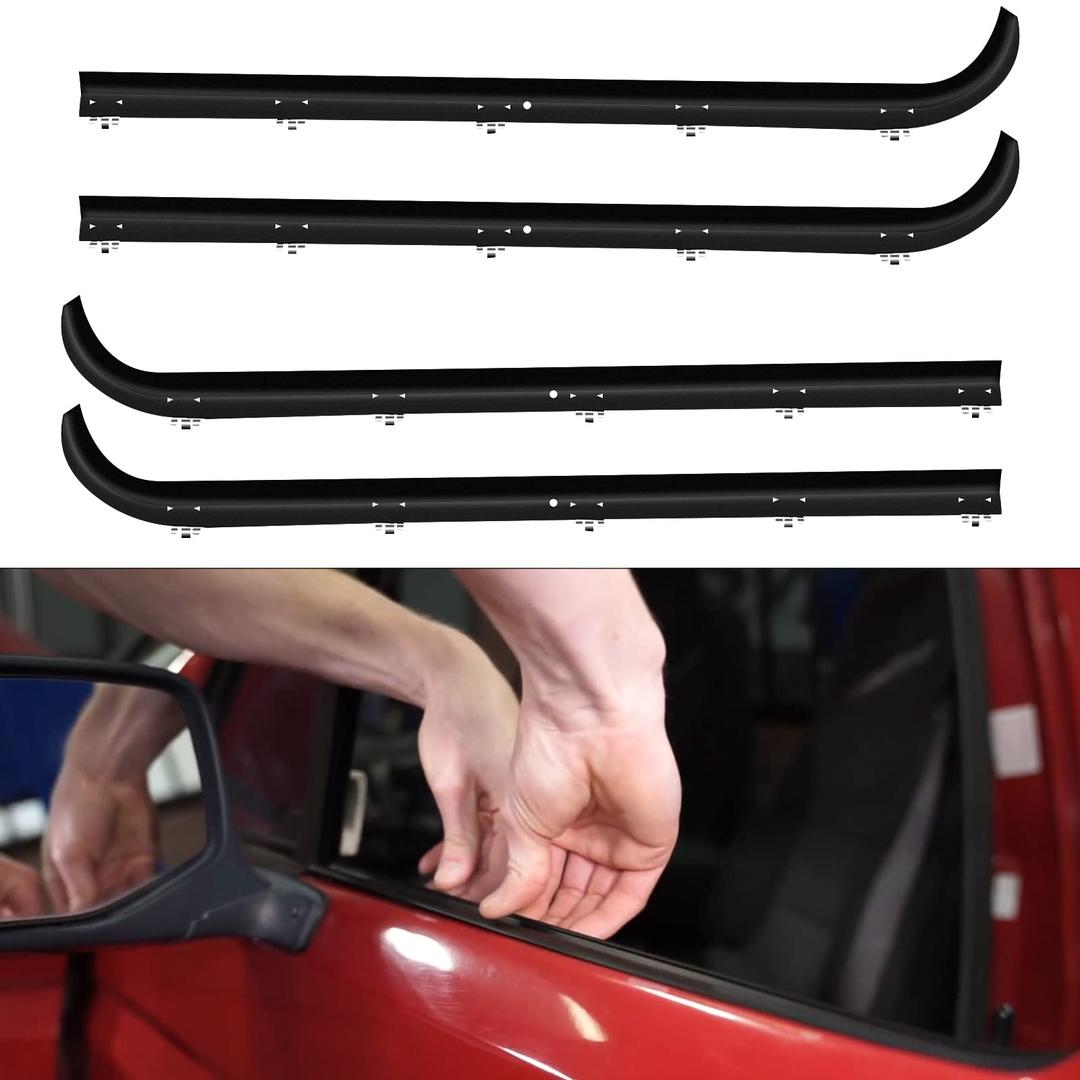 ACLONG Front Inner & Outer Window Molding Sweep Felt Trim Seal Weatherstrip Kit Compatible with Ford F-150 F-250 F-350 Bronco 1987-1996-4 Piece Set