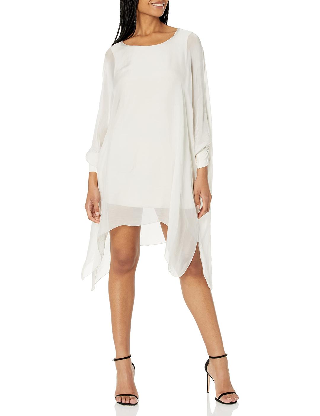 Women's Scoop Neck Shift Dress with Balloon-Sleeves