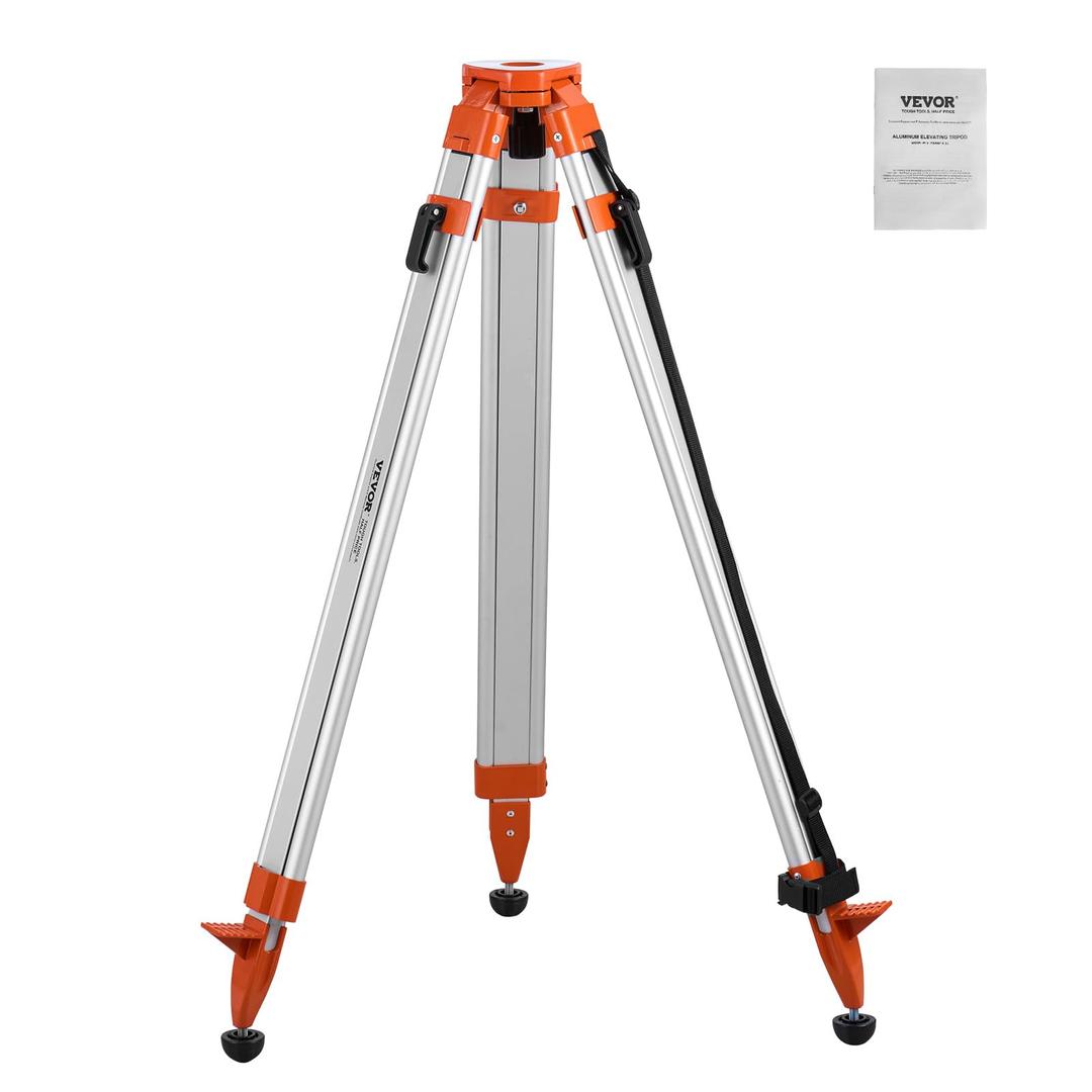 VEVOR Laser Level Tripod Stand, 5/8"-11 Thread Mount, 16.53-65.55 inch Height Adjustment Heavy Duty Survey Tripod for Construction Laser Level Scanner, Retractable Legs Non-Skid Feet Professional