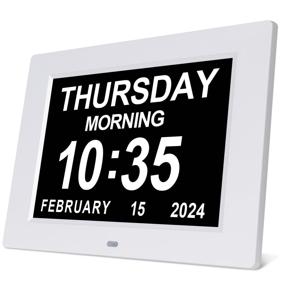 Dementia Clock Large Digital Calendar Clock for Seniors Clock with Date and Time for Elderly Digital Clock Large Display, with 12 Custom Alarms (8 inch)