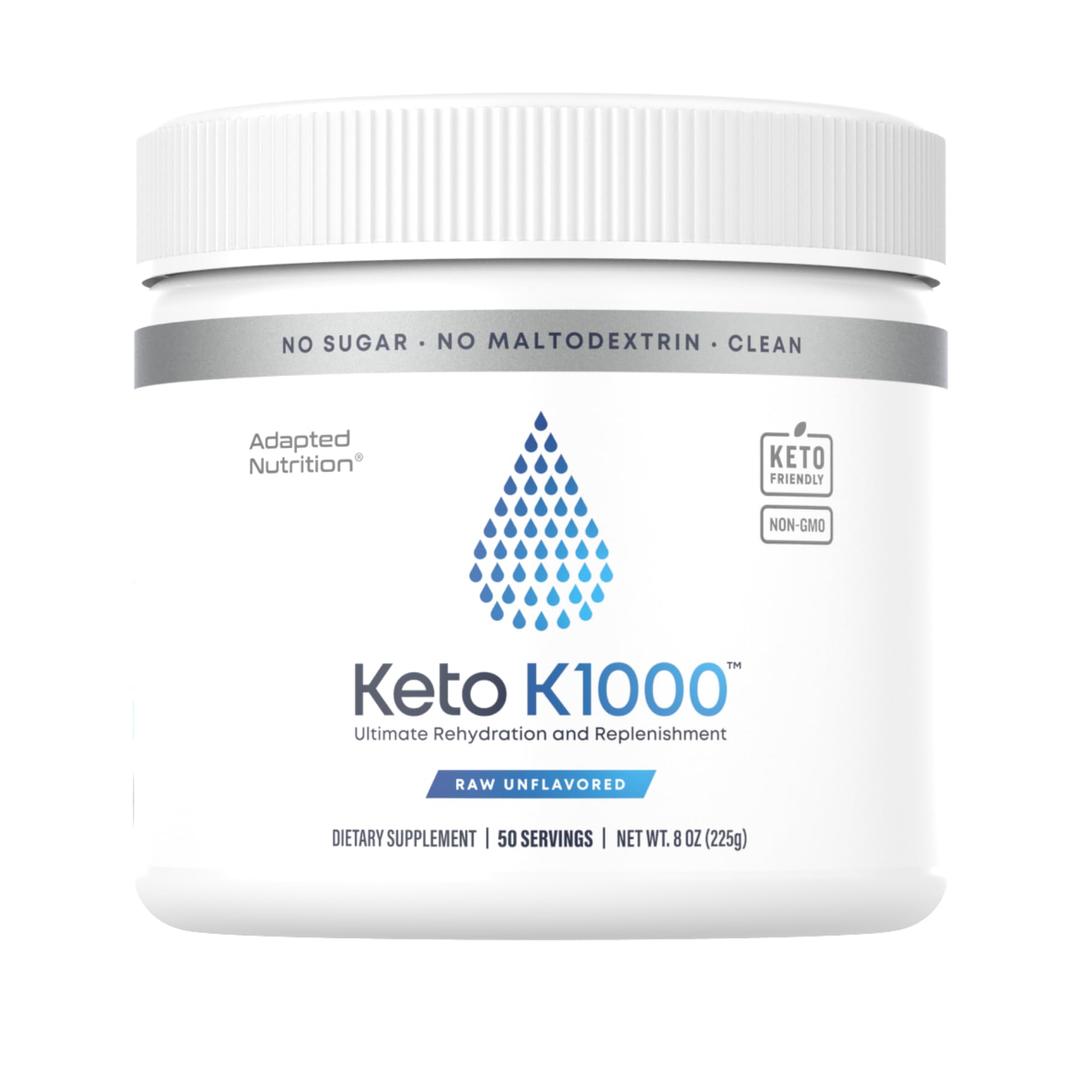 Hi-Lyte Keto K1000 Electrolyte Powder | Unflavored | Hydration Supplement Drink Mix | Boost Energy & Beat Leg Cramps | No Sugar, No Stevia, No Maltodextrin | 50 Servings