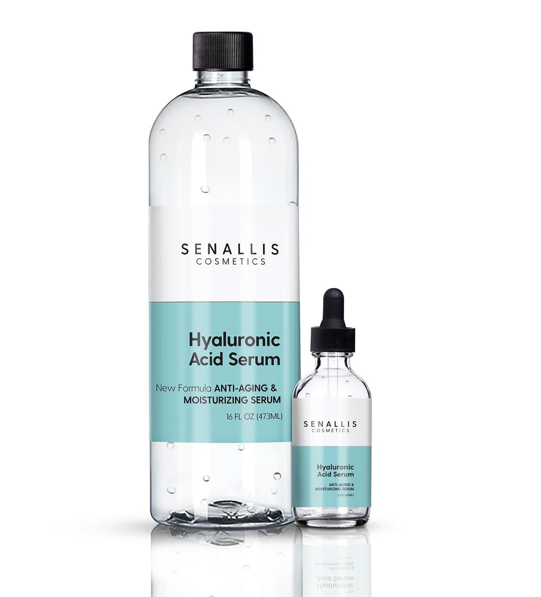 Hyaluronic Acid Serum 16 fl oz And 2 fl oz, Made From Pure Anti Aging/Wrinkle, Ultra Hydrating Moisturizer That Reduces Dry Skin Manufactured In USA