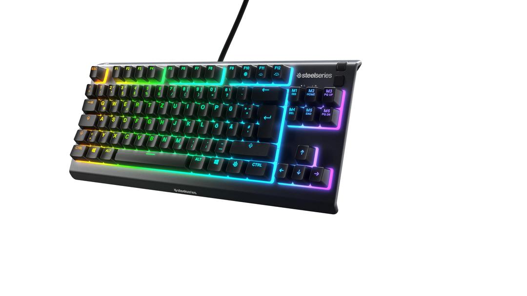 SteelSeries 64833 Apex 3 TKL - RGB Gaming Keyboard - Tenkeyless Compact Esports Form Factor - 8-Zone RGB Illumination - IP32 Water & Dust Resistant - German QWERTZ Layout, Black