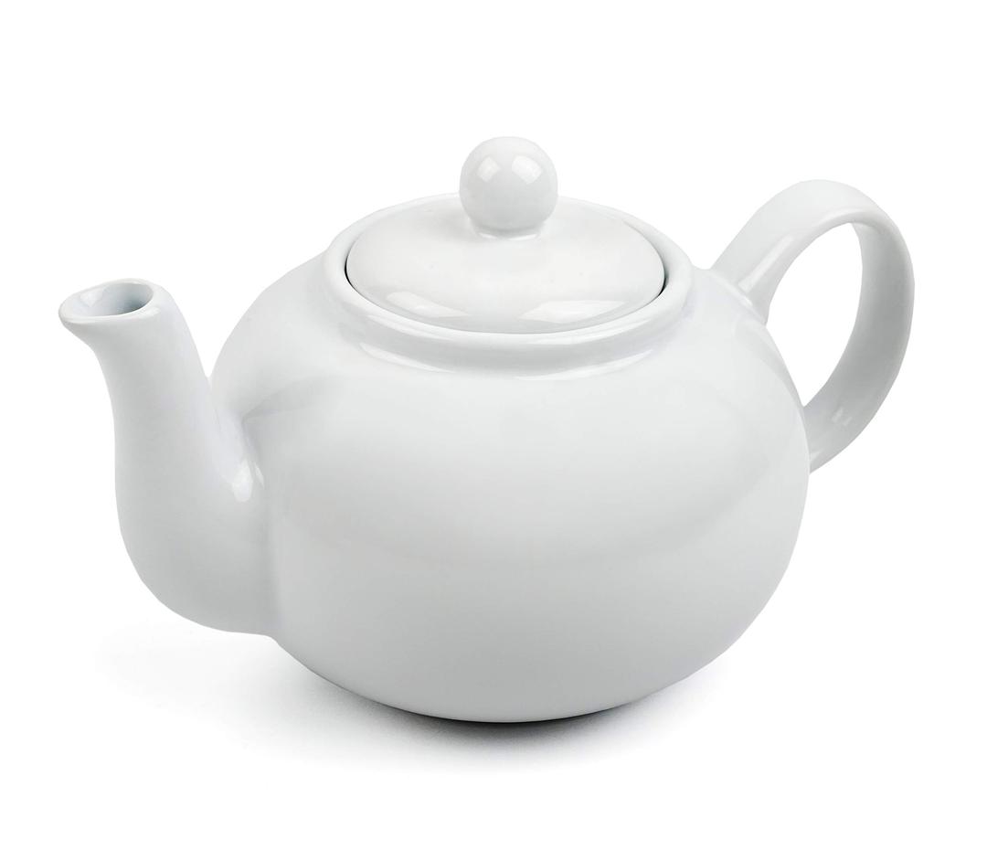 RSVP International Stoneware Teapot Collection, Microwave and Dishwasher Safe, 16 oz, White