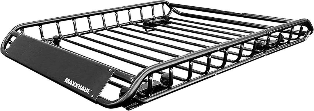 MaxxHaul 70115 46" x 36" x 4-1/2" Roof Rack Rooftop Cargo Carrier Steel Basket, Car Top Luggage Holder for SUV and Pick Up Trucks - 150 lb. Capacity, Black