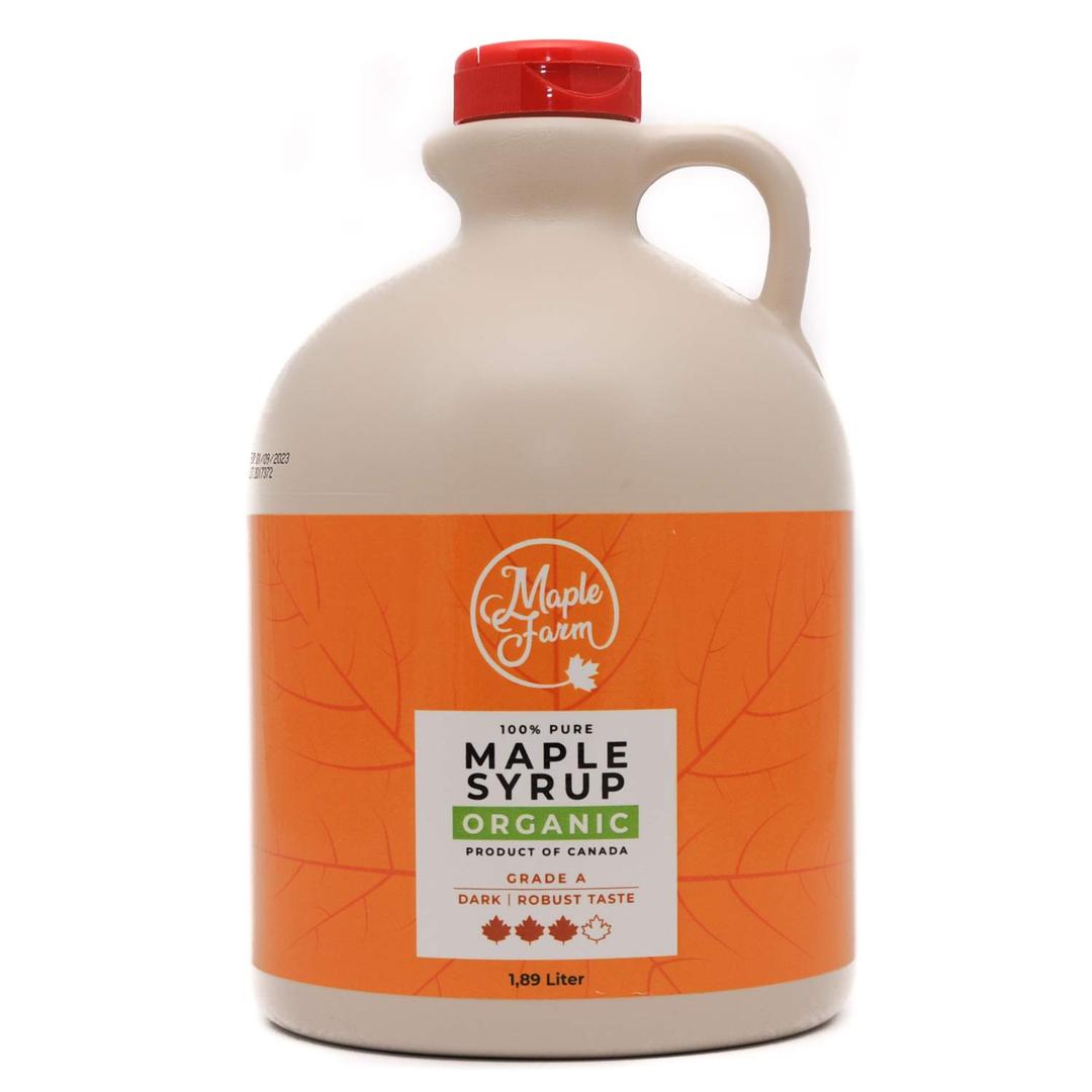 MapleFarm - Organic Maple Syrup Dark - 1,89 Litre - Grade A - Canadian Maple Syrup - Pancake Syrup - Gluten Free - Vegan - Pure Maple Syrup for Master Cleanse Diet