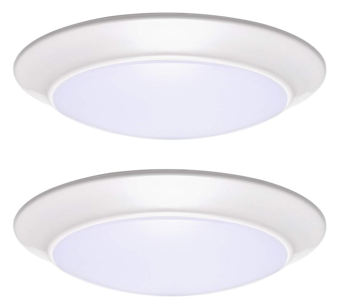 LIT-PaTH LED Flush Mount Ceiling Lighting Fixture, 11 Inch Dimmable 22.5W 1550 Lumen, Aluminum Housing Plus PC Cover, ETL and Damp Location Rated, 2-Pack (White Finish-5000K)