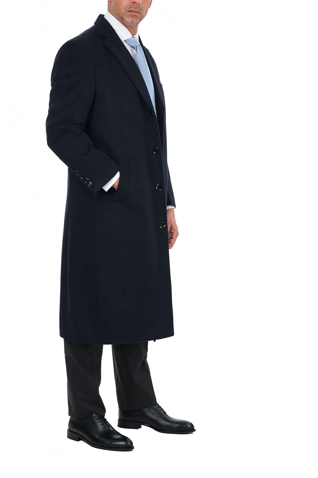 The Suit DepotMen's Wool Cashmere Single Breasted Full Length Overcoat Top Coat