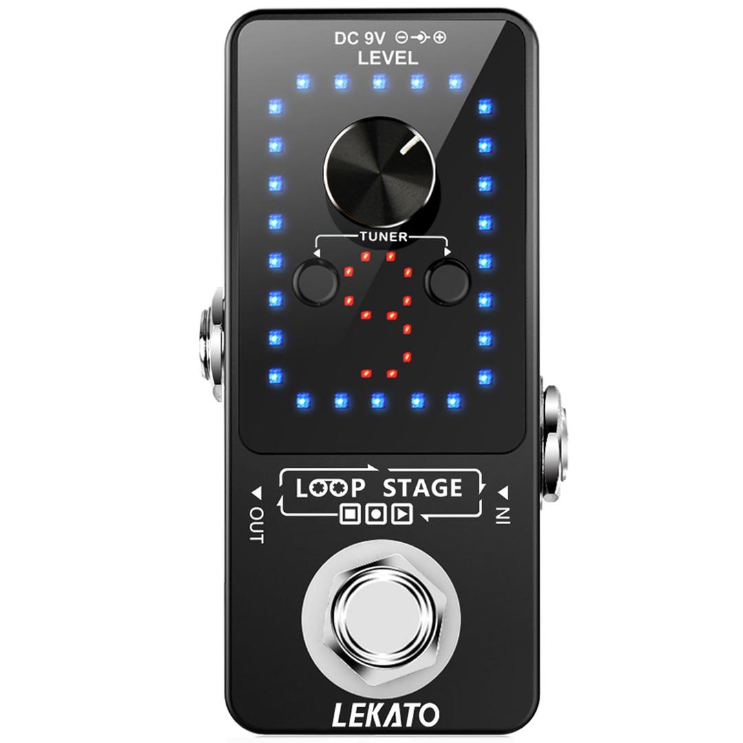 LEKATO Looper Guitar Pedal Guitar Loop Pedal Tuner Pedal 9 Loops 40 Minutes Record Time Unlimited Overdubs for Electric Guitar Bass (Black)