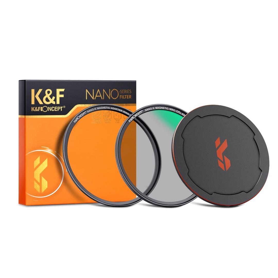 K&F Concept Magnetic 72mm Circular Polarizers Filter (Magnetic Polarizing Filter + Magnetic Basic Ring + Lens Cap) with 28 Multi-Layer Coatings CPL Filter for Camera Lens (Nano-X Series)