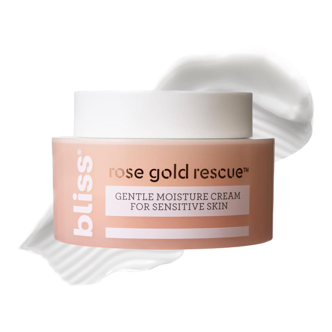 BlissRose Gold Rescue Gentle Moisturizer for Sensitive Skin | Fragrance-Free, Calming Daily Hydration with Rose Water & Colloidal Gold| 1.5 oz