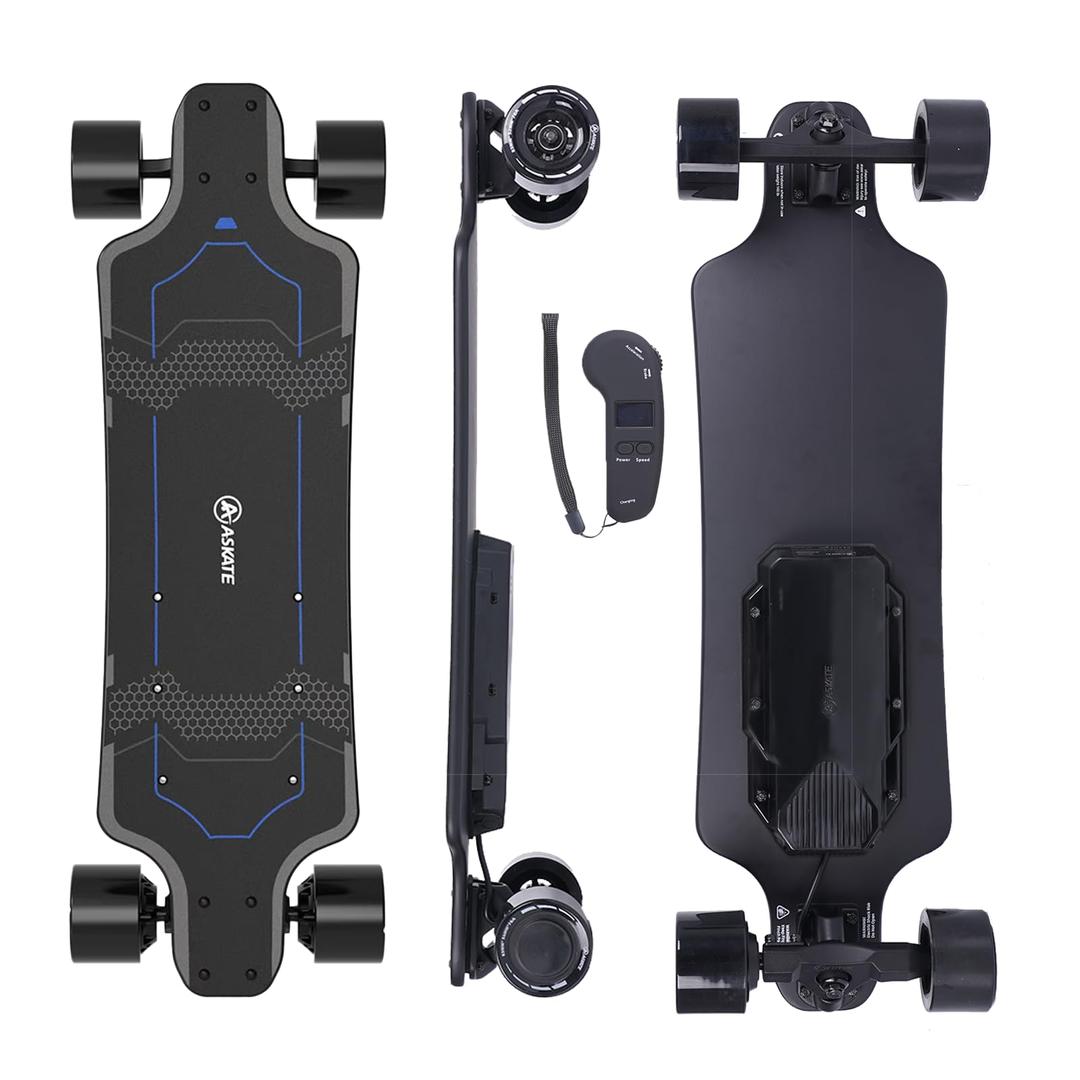 A1 Electric Skateboard with Remote, Long Range Up to 17 Miles, 8 Ply Canadian Maple, Smooth 4-Speed Remote Controller, Suitable for Younger Beginners