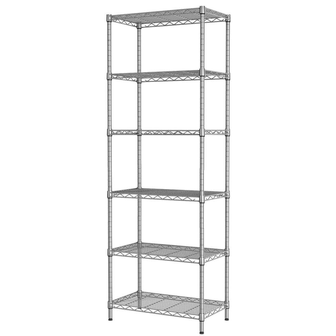 SINGAYE6-Shelf Wire Shelving Unit, Adjustable Metal Shelves, Standing Shelf, 21.25" W X 11.41D X 69 "H (Silver)