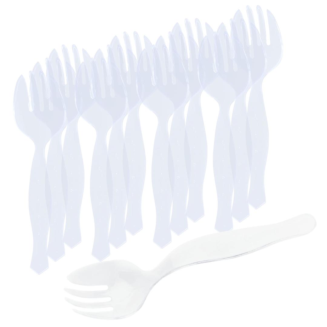 PARTY BARGAINS 8.75" Disposable Plastic Serving Forks - [12 Pack] Heavy Duty Clear Serving Fork, Excellent for Wedding, Catering Services, Buffet, Birthday Parties