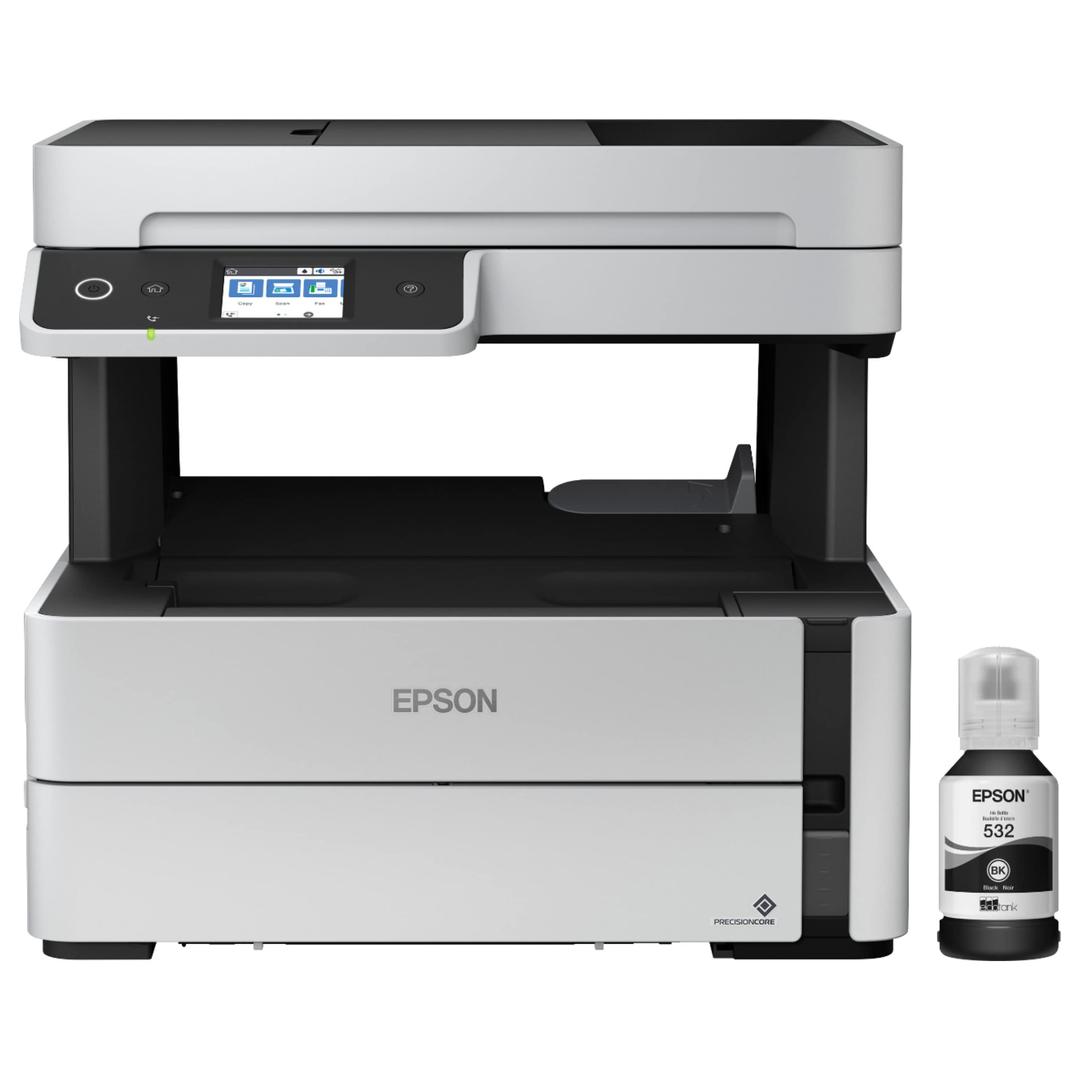 Epson EcoTank ET-M3170 Wireless Monochrome All-in-One Supertank Inkjet Printer, White - Print Scan Copy Fax - 20 ppm, 1200 x 2400 dpi, Auto 2-Sided Printing, 35-Sheet ADF, Ethernet, DAODYANG