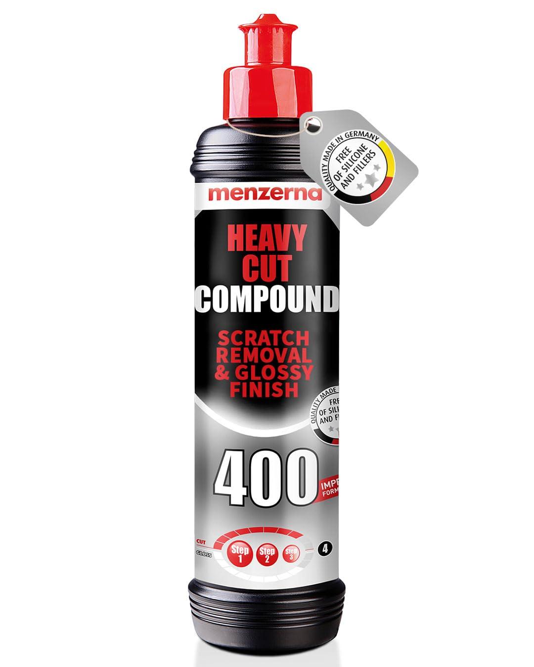 menzernaHeavy Cut Compound 400" Car Polish I Heavy Cut, Medium Cut & Finish I Buffing & Polishing Compound for Scratch Repair I for Scratches, Swirls & Holograms I High Abrasion, Silicone Free I 8oz