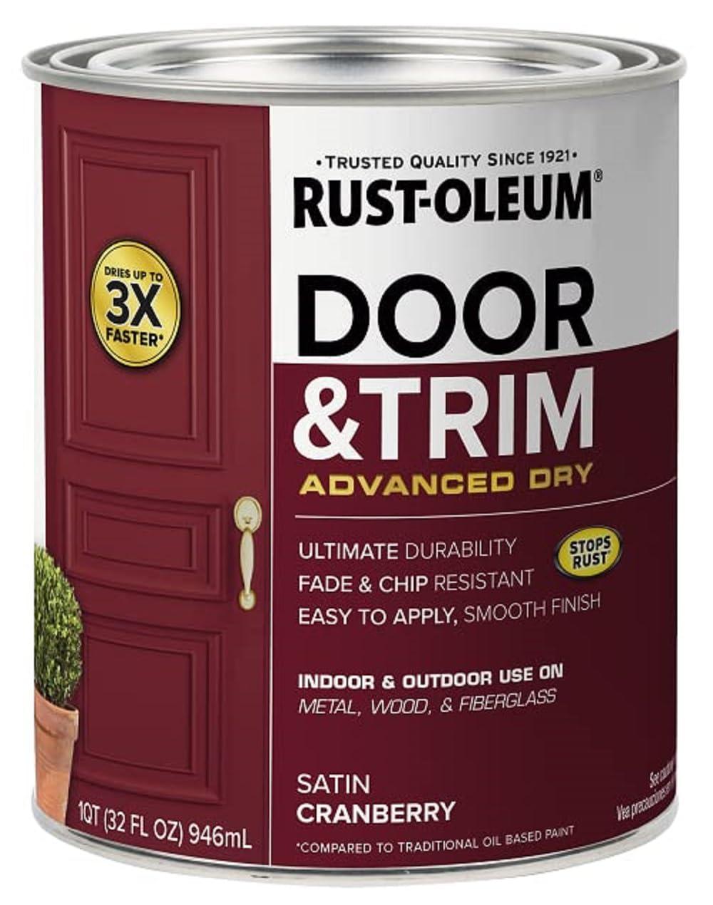 Rust-Oleum369385 Advanced Dry Door & Trim Paint, Quart, Satin Cranberry