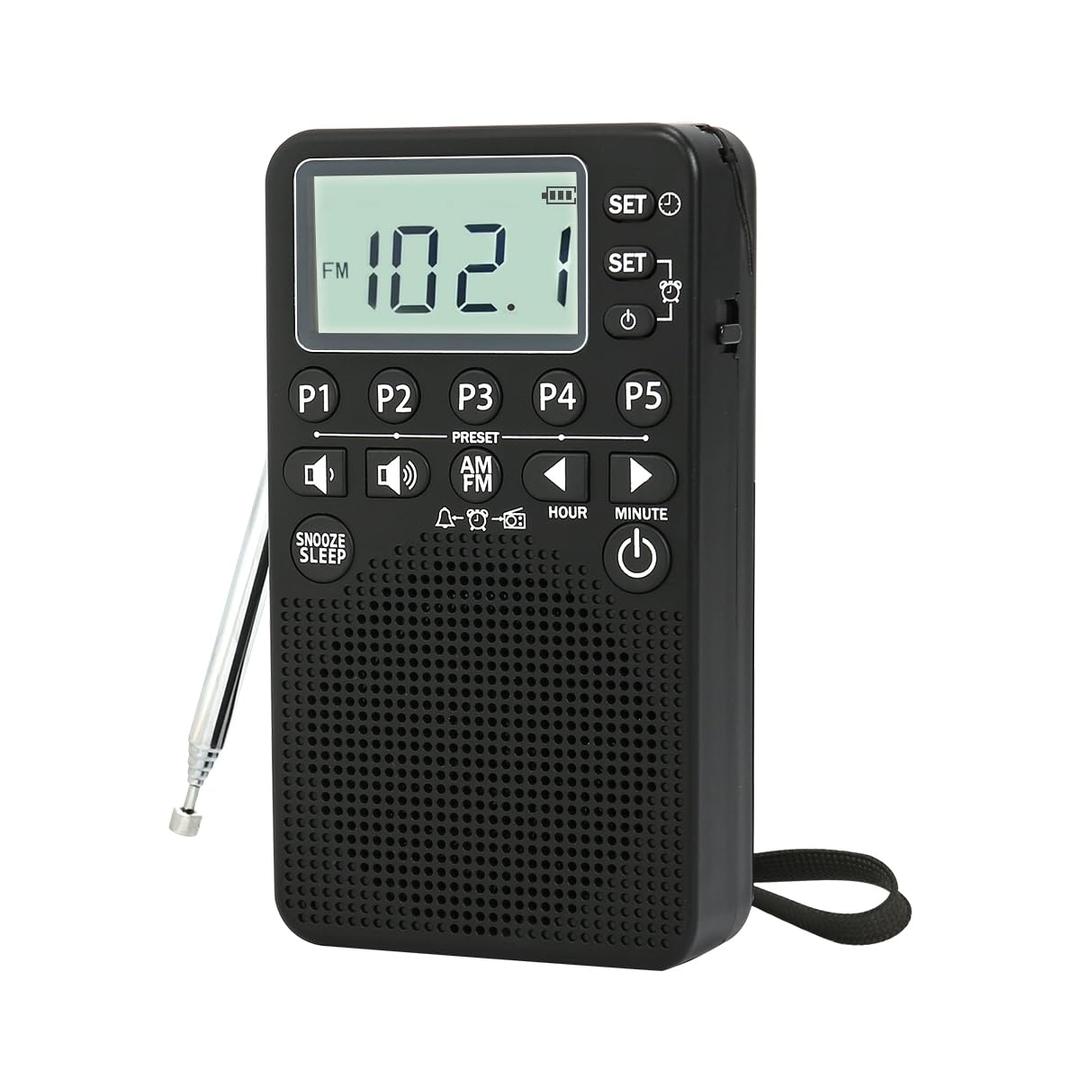 AM FM Portable Pocket Radio, Battery Operated, Digital Tuning, Excellent Reception, Loud Speaker, Long Lasting, LCD Screen, Alarm Clock, Easy to use, Handheld Emergency Radio for Indoor & Outdoor