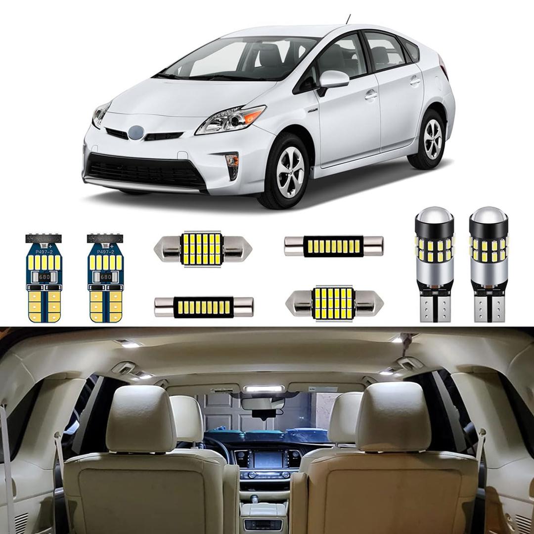 10 Piece White LED Interior Light Kit for Toyota Prius 2010 2011 2012 2013 2014 2015 Super Bright 6000K Interior LED Lights Bulb Package + Install Tool