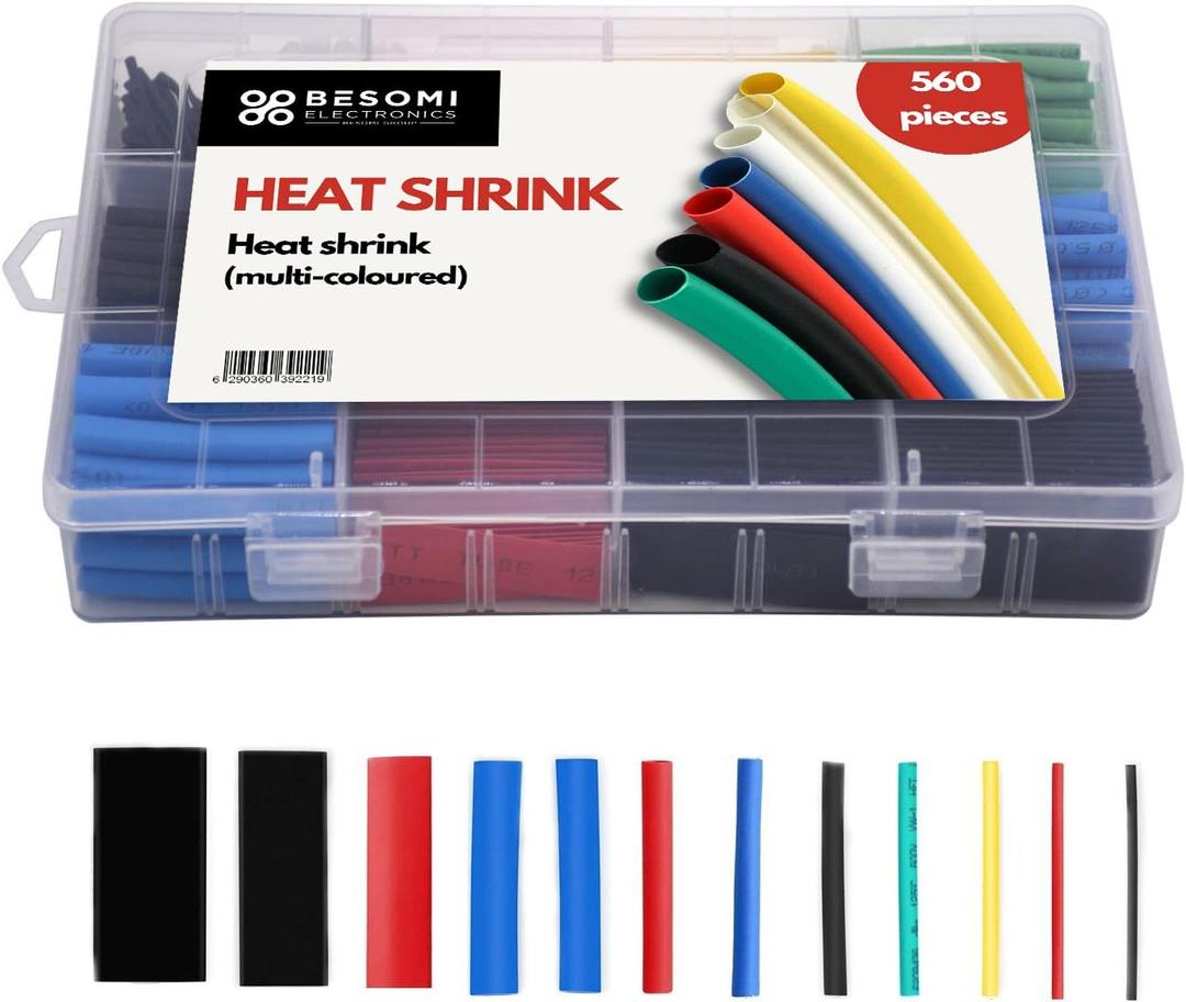 Besomi Electronics560 Pcs Heat Shrink Tubing Kit Marine Grade Heat Shrink Wrap 2:1 Ratio Adhesive Lined Industrial Shrink Tube 12 Sizes Electrical Wire Cable Shrink Tubing for Insulation Protection