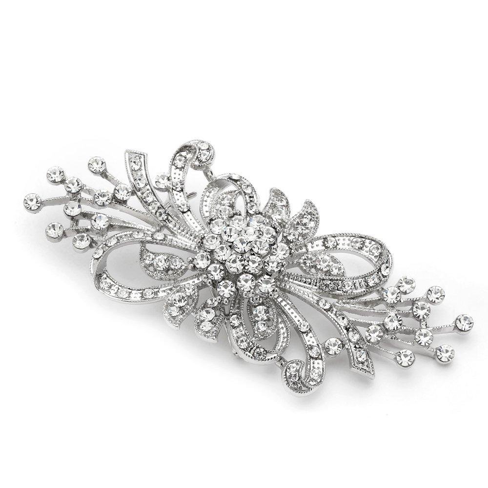 Mariell Antique Crystal Bridal Brooch Pin for Weddings, Bridesmaid, Mother of The Bride Jewelry Accessory